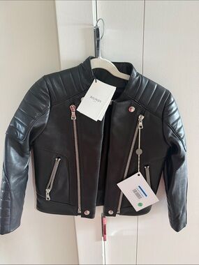 Balmain Black Quilted Leather Biker Jacket